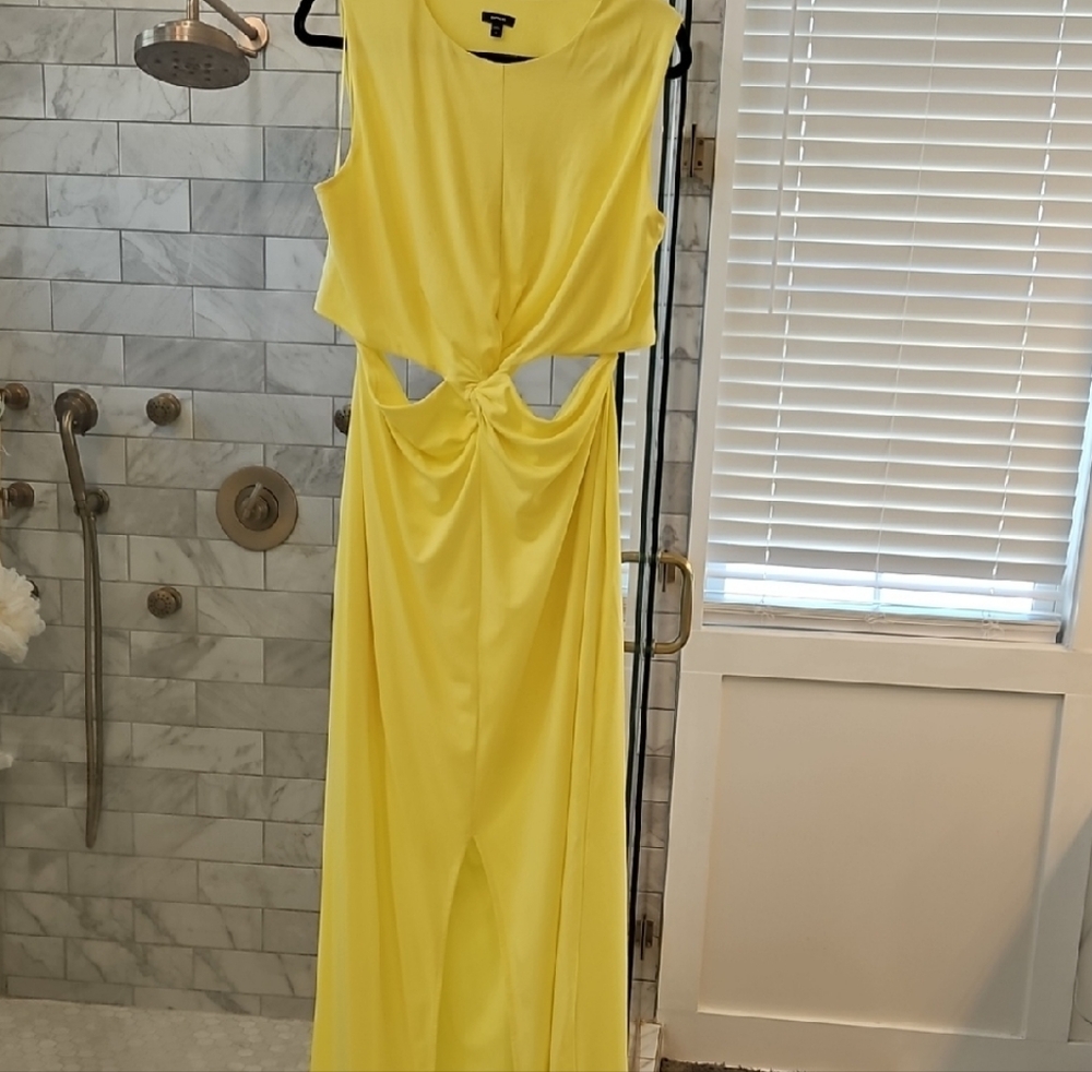 Express Yellow Backless Maxi Dress